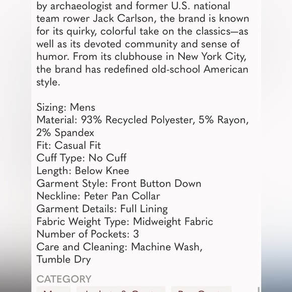 Rowing blazers 3 pocket tan pea coat nwt xl tall new - Picture 5 of 5